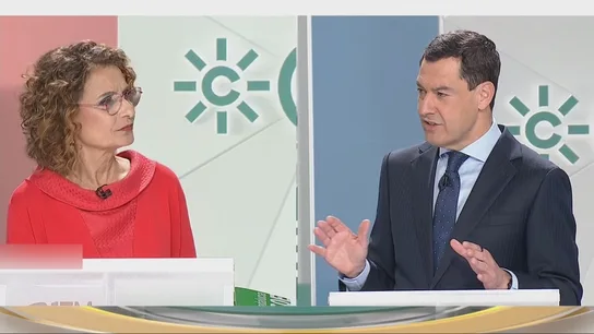 María Jesús Montero y Juanma Moreno durante el debate electoral de las elecciones andaluzas María Jesús Montero y Juanma Moreno durante el debate electoral de las elecciones andaluzas