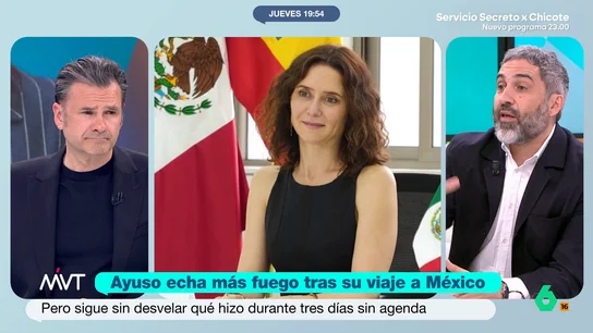 Pedro Águeda explica que el discurso de Ayuso sobre el viaje a México se ideó cuando "MAR percibió que estaba saliendo fatal política y mediáticamente" El periodista Pedro Águeda sostiene que cuando el viaje de Ayuso a México "empezó a salir mal, se ideó la estrategia de inventarse que había habido peligro para desviar el foco del desastre que había sido".