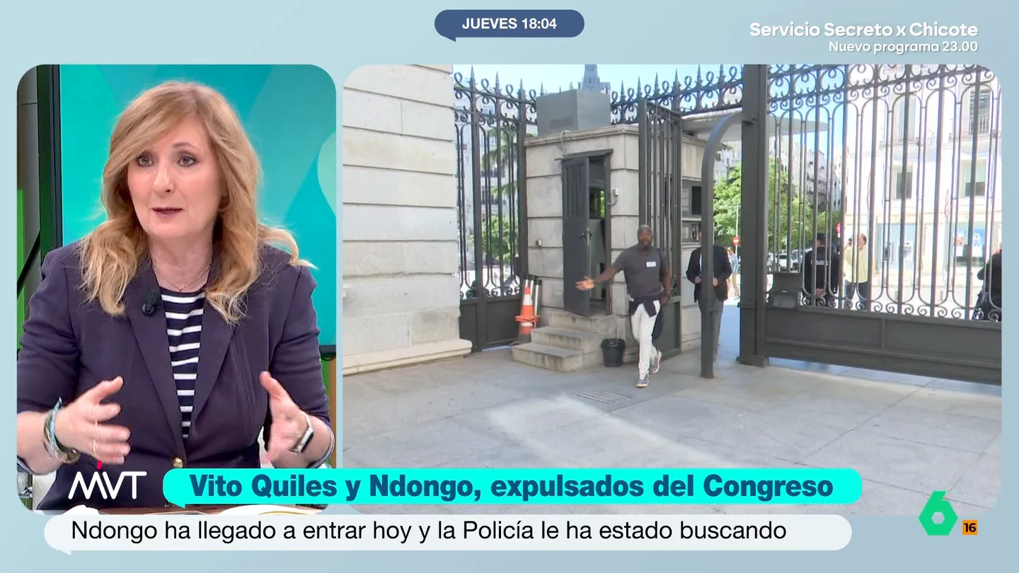 Mayte Alcaraz, tajante sobre el esperpento de Vito Quiles y Bertrand Ndongo en el Congreso Mayte Alcaraz reflexiona sobre la expulsión de los agitadores ultras Bertrand Ndongo y Vito Quiles del Congreso: "No son periodistas, son mercenarios de un tipo de política que está haciendo mucho daño a nuestra democracia".