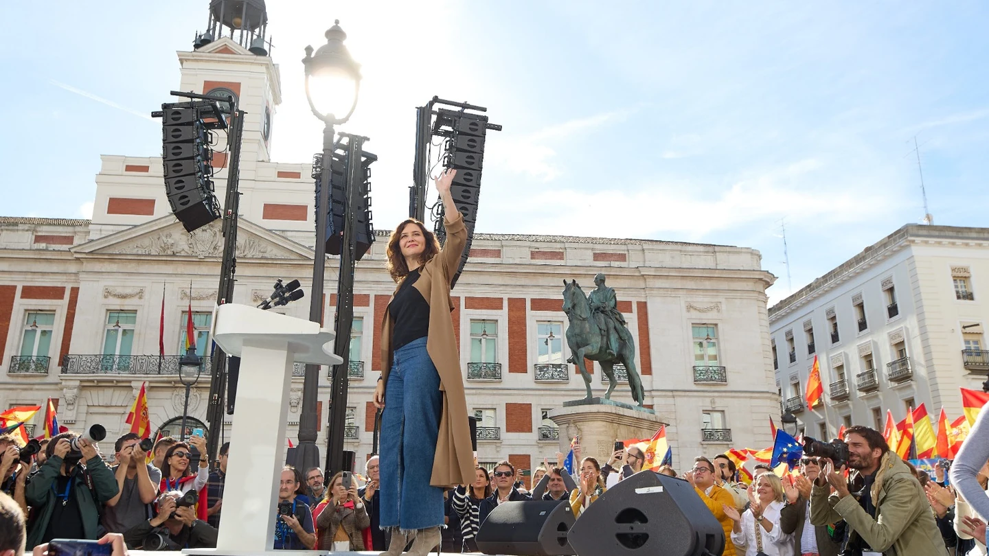 Imagen de archivo de Isabel Díaz Ayuso en la Puerta del Sol. Imagen de archivo de Isabel Díaz Ayuso en la Puerta del Sol.