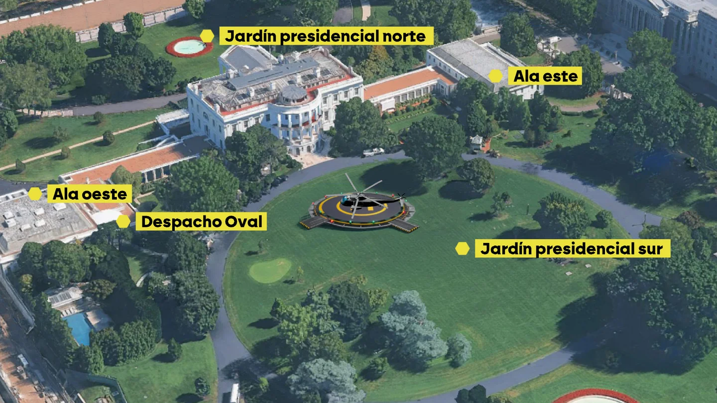 Trump planea construir un helipuerto en la Casa Blanca: así será la nueva reforma de un presidente cuyo nivel de aprobación se desploma Trump planea construir un helipuerto en la Casa Blanca: así será la nueva reforma de un presidente cuyo nivel de aprobación se desploma