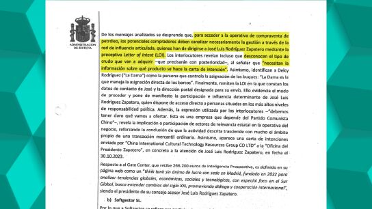 El juez señala la "intervención directa" de Zapatero "en operaciones internacionales de alto valor económico" como el petróleo y "oro"