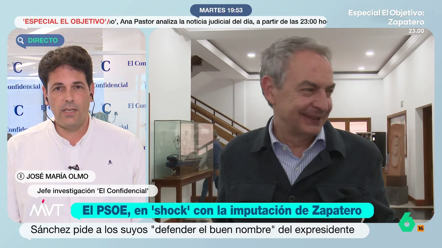 José María Olmo, sobre la imputación de Zapatero: "En el sumario hay muchos más indicios que le acorralan" El periodista afirma que el expresidente socialista "tiene un enorme problema y no solamente es el juez Calama". Olmo señala que Zapatero podría estar en el foco de diferentes autoridades.