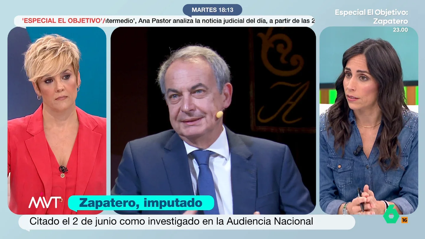 "Esto acaba de empezar para José Luis Rodríguez Zapatero": Pilar Velasco analiza el auto que le imputa en el 'caso Plus Ultra' Pilar Velasco analiza la imputación a José Luis Rodríguez Zapatero por tráfico de influencias, organización criminal y falsedad documental y asegura que el juez Calama es "muy garantista y muy prudente".