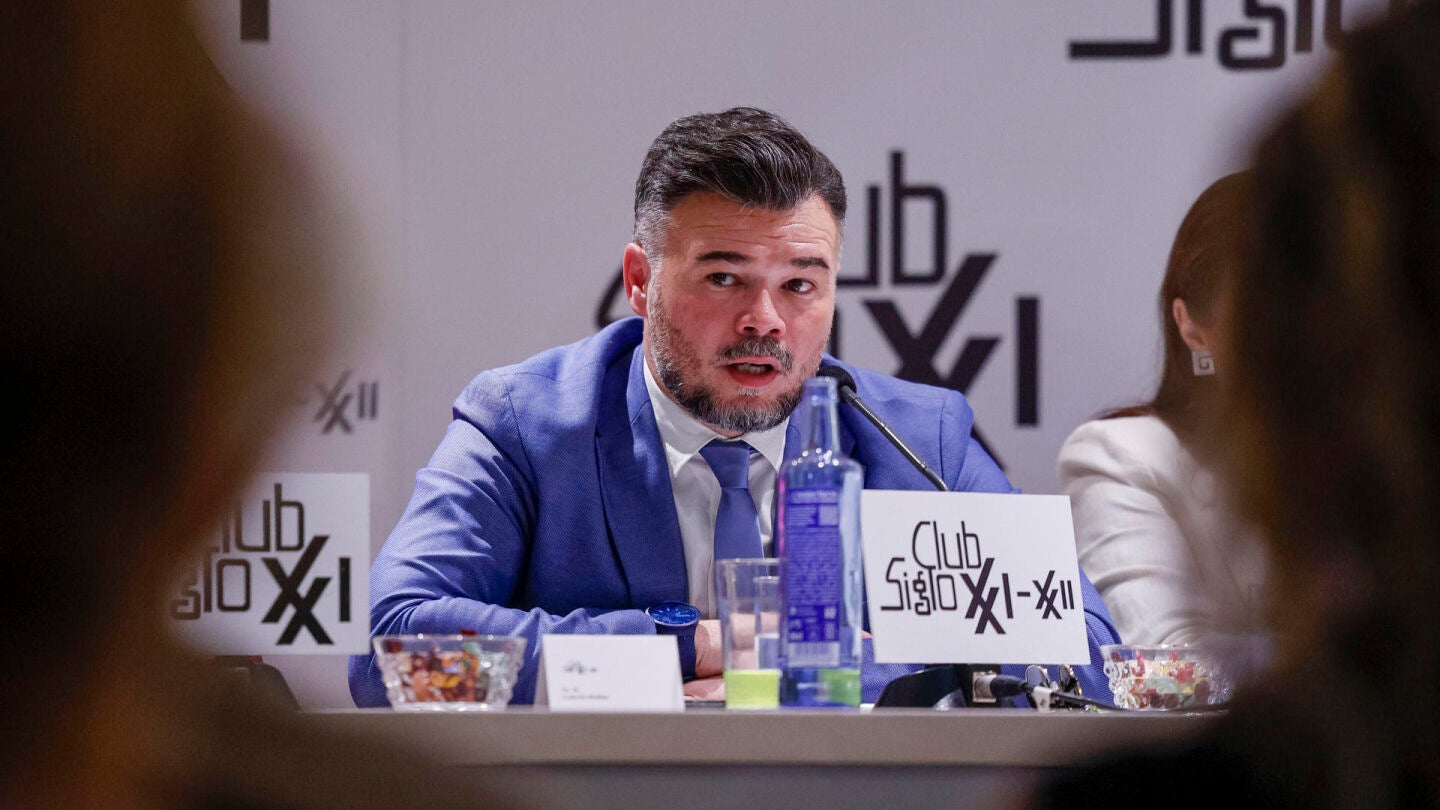 El portavoz parlamentario de ERC, Gabriel Rufi&aacute;n, protagoniza un coloquio organizado por el Club Siglo XXI, este mi&eacute;rcoles en Madrid. 