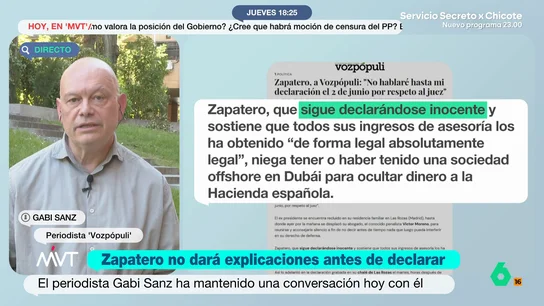 Gabi Sanz desvela los detalles de su conversación con Zapatero Gabi Sanz desvela los detalles de su conversación con Zapatero
