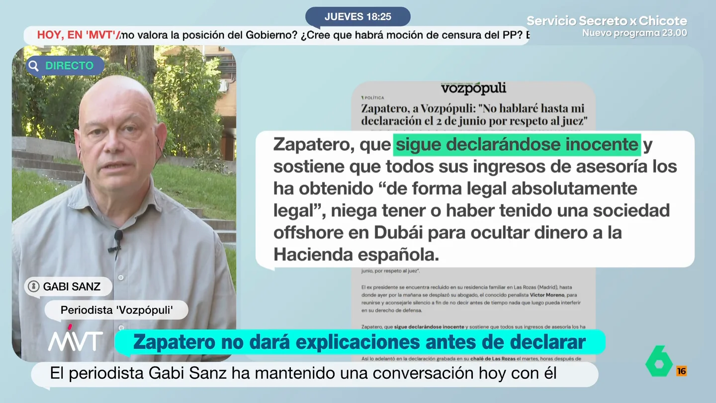 Gabi Sanz desvela los detalles de su conversación con Zapatero Gabi Sanz desvela los detalles de su conversación con Zapatero