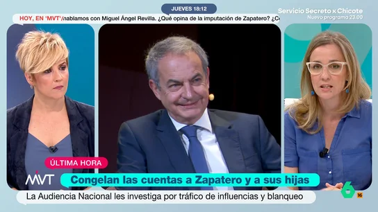 Tania Sánchez, sobre Zapatero: "Cuál es la necesidad de determinados cargos políticos de vivir a determinado tren que les puede llevar a estas situaciones" Más Vale Tarde analiza la decisión de la Audiencia Nacional de congelar las cuentas de Zapatero y de las empresas investigadas, entre ellas la de sus hijas. Tania Sánchez afirma que "hay muchas dudas y queda mucha tela por cortar".