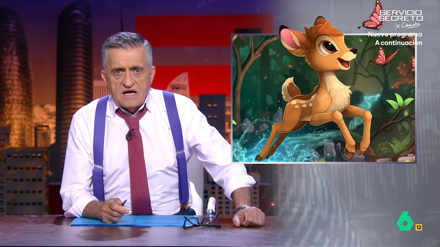 Wyoming, sobre la reticencia de la izquierda a defender a Zapatero: "Ha pasado de ser Bambi a la mofeta Pepe" El presentador de El Intermedio ha mostrado cómo ha cambiado la opinión de los socios de Gobierno del PSOE antes y después de ver el autor que califica el expresidente socialista como el supuesto líder de una trama de tráfico de influencias.