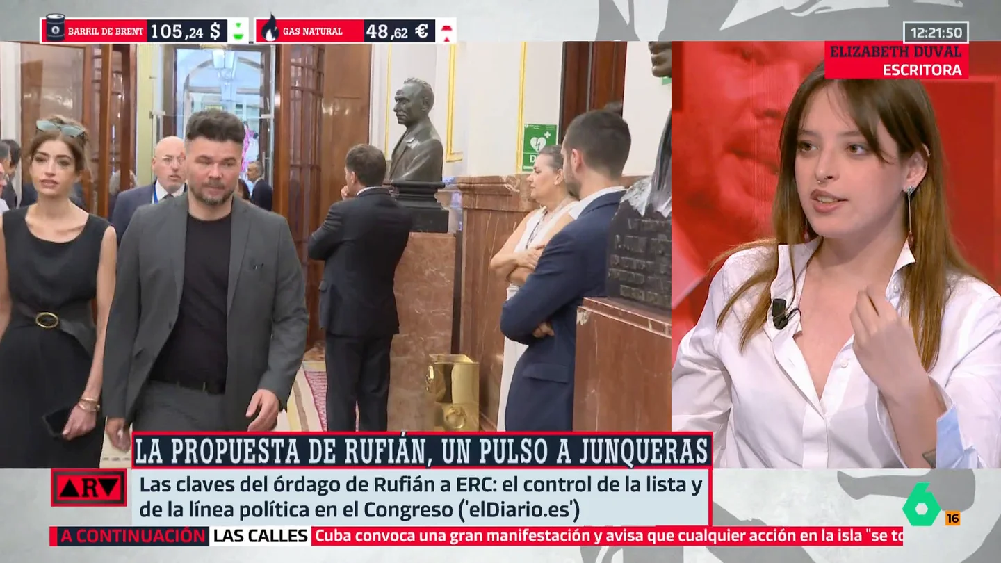 Duval, sobre la propuesta de Rufián: "La gente progresista no permitiría que esto quedase solo en una disputa interna" Duval, sobre la propuesta de Rufián: "La gente progresista no permitiría que esto quedase solo en una disputa interna"