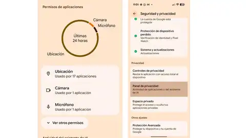 Panel de privicidad en Android camara-app-segundo-plano