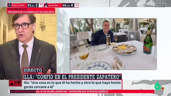 Illa, tajante sobre Zapatero: "Nunca le he visto con ostras y champán. Son otras personas las que lo han hecho" Illa, tajante sobre Zapatero: "Nunca le he visto con ostras y champán. Son otras personas las que lo han hecho"