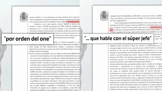 La trama hablaba de un "súper jefe" y "el one" por encima de Cerdán que tomaba las decisiones para derrocar causas contra el PSOE La trama hablaba de un "súper jefe" y "el one" por encima de Cerdán que tomaba las decisiones para derrocar causas contra el PSOE