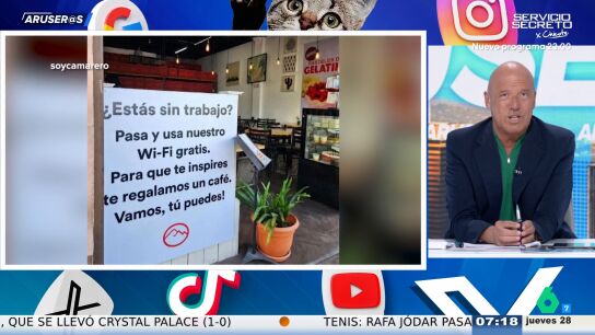 Alfonso Ar&uacute;s reacciona al cartel viral de un restaurante que ofrece wifi y caf&eacute; gratis a desempleados