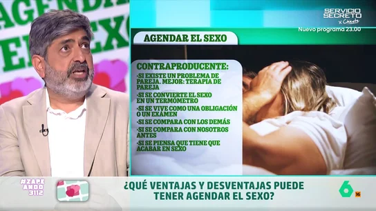 Arun Mansukhani explica en qué casos agendar el sexo es contraproducente: "No tenemos que centrarnos en forzarlo" Arun Mansukhani habla sobre agendar el sexo, una tendencia que tiene muchas ventajas, sobre todo en parejas de larga duración, pero también algunos caso en los que resulta contraproducente. El psicólogo los explica en este vídeo.