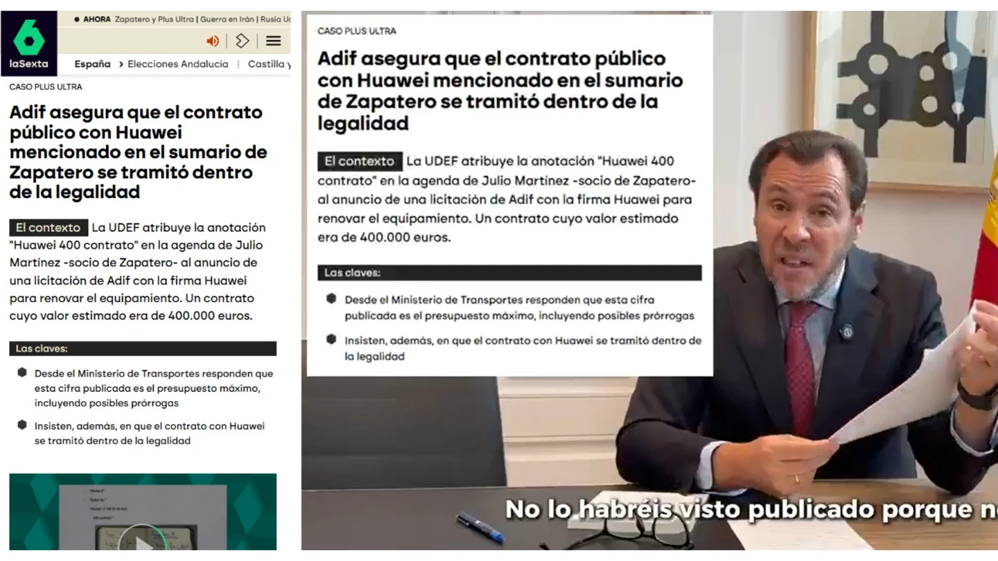 Puente carga contra los medios por no publicar un desmentido de Adif utilizando una noticia de laSexta con el propio desmentido Puente carga contra los medios por no publicar un desmentido de Adif utilizando una noticia de laSexta con el propio desmentido