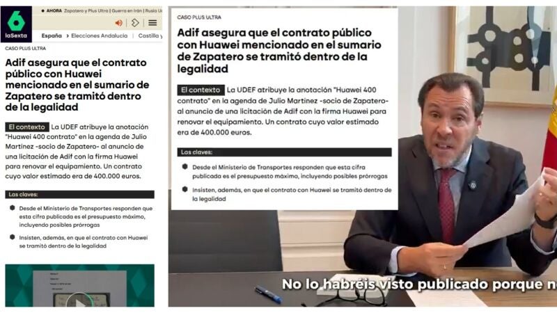 Puente carga contra los medios por no publicar un desmentido de Adif utilizando una noticia de laSexta con el propio desmentido