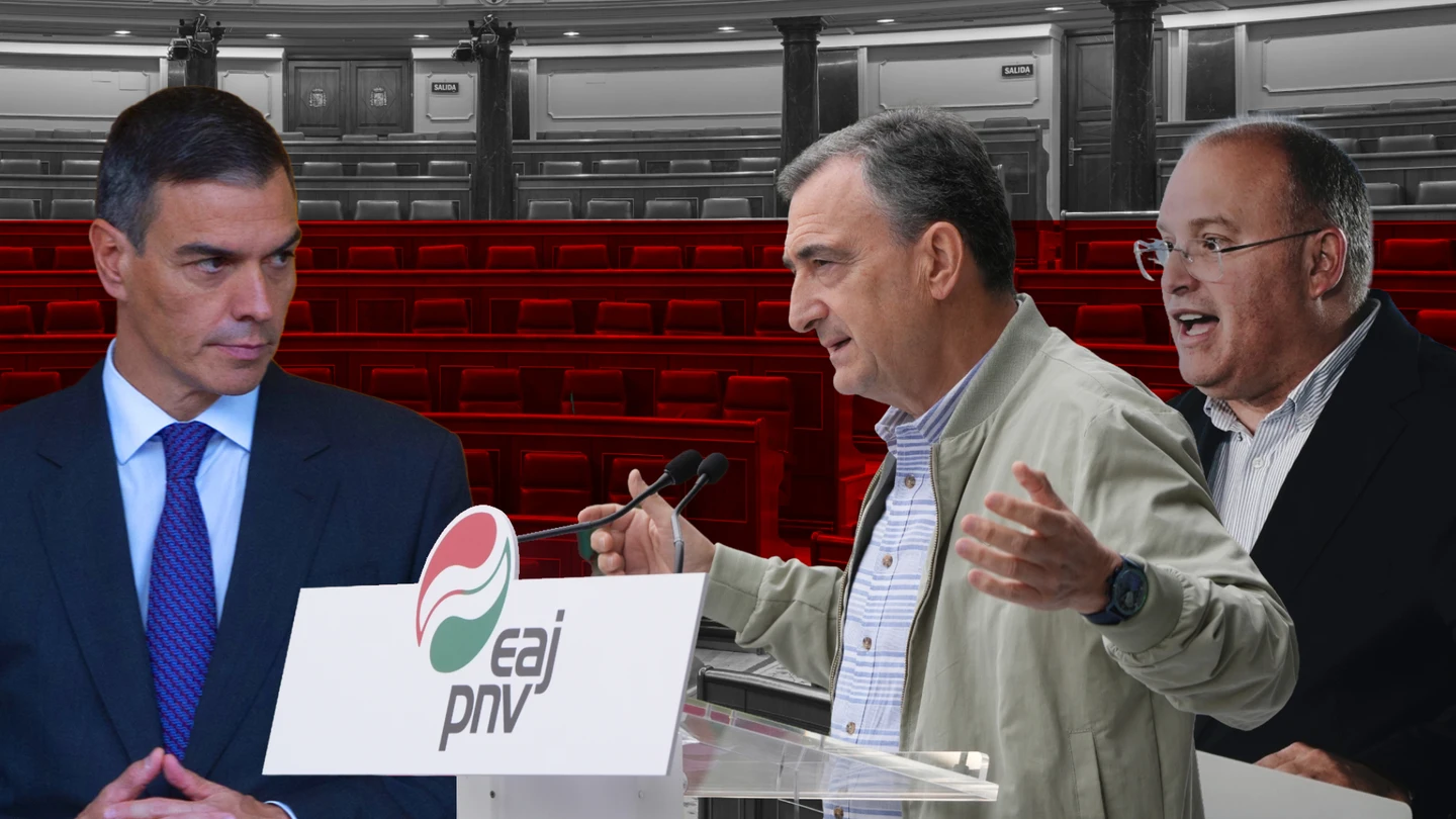 Pedro Sánchez, Aitor Esteban y Miguel Tellado. Pedro Sánchez, Aitor Esteban y Miguel Tellado.