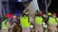 Imagen de los Bomberos retirando restos del veh&iacute;culo accidentado en el Rallye de la Cer&aacute;mica