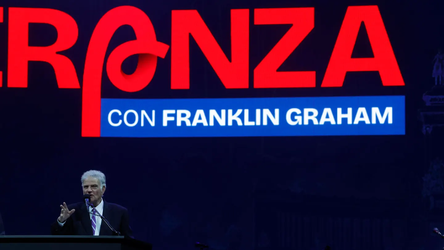 El pastor Franklin Graham en un acto en Madrid El pastor Franklin Graham en un acto en Madrid