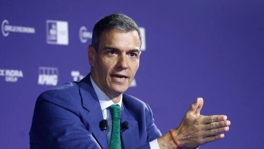 El presidente del Gobierno, Pedro S&aacute;nchez, durante su intervenci&oacute;n este mediod&iacute;a en la reuni&oacute;n anual del Cercle d'Econom&iacute;a