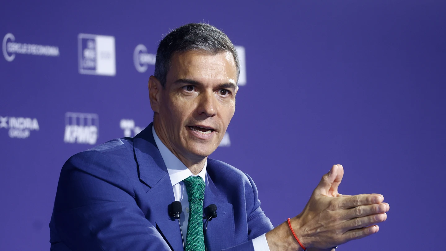 El presidente del Gobierno, Pedro Sánchez, durante su intervención este mediodía en la reunión anual del Cercle d'Economía El presidente del Gobierno, Pedro Sánchez, durante su intervención este mediodía en la reunión anual del Cercle d'Economía