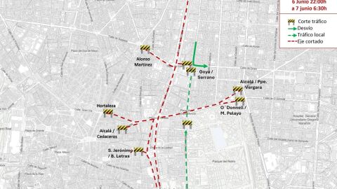 Cortes al tráfico en la zona de Plaza de Cibeles los días del evento, 6 y 7 de junio