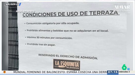 Consumici&oacute;n obligatoria por silla ocupada y de m&aacute;ximo 30 minutos: los requisitos de una cafeter&iacute;a a sus clientes