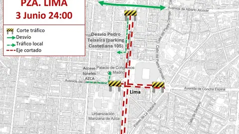 Cortes en la zona de la Plaza de Lima, 3 de junio de 2026. Cortes en la zona de la Plaza de Lima, 3 de junio de 2026.