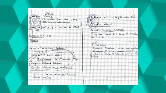 Parte del contenido de la libreta intervenida a Leire Díez por parte de la UCO Parte del contenido de la libreta intervenida a Leire Díez por parte de la UCO