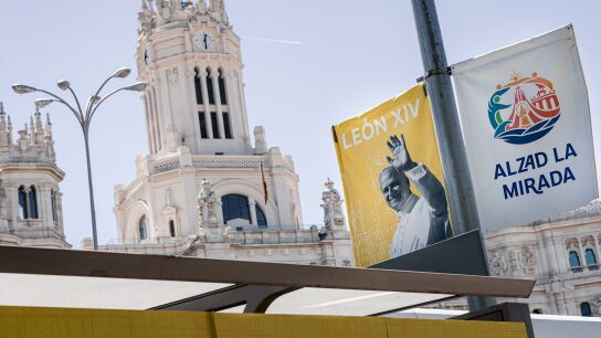 Cartel de la visita de Le&oacute;n XIV a Madrid
