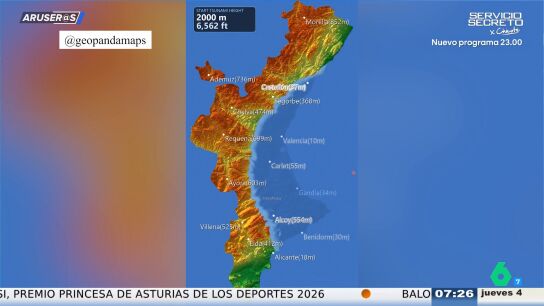 Aruser@s analiza la simulaci&oacute;n viral de un tsunami en la Comunidad Valenciana con las ciudades que quedar&iacute;an bajo el agua