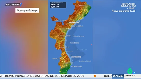 Aruser@s analiza la simulación viral de un tsunami en la Comunidad Valenciana con las ciudades que quedarían bajo el agua Aruser@s analiza la simulación viral de un tsunami en la Comunidad Valenciana con las ciudades que quedarían bajo el agua