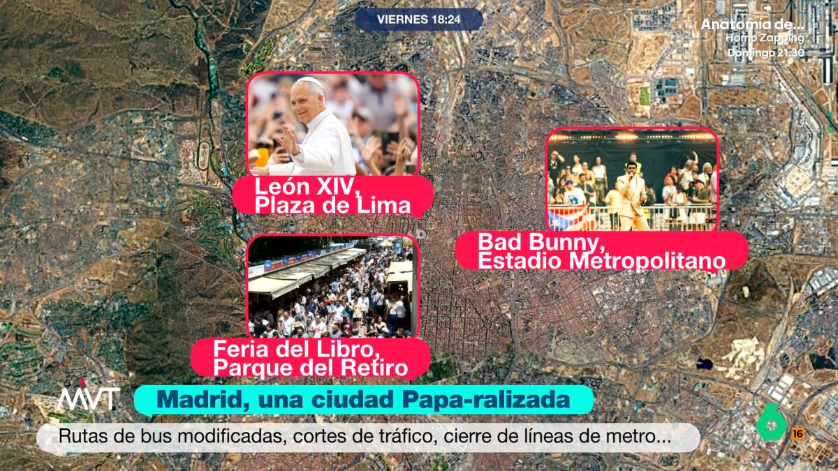 Madrid, papa-ralizada: caos en la capital por el ruido y los cortes de tráfico ante la llegada de León XIV
