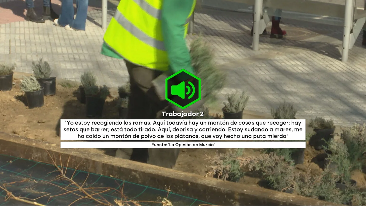 La denuncia de los trabajadores de parques y jardines de Murcia La denuncia de los trabajadores de parques y jardines de Murcia