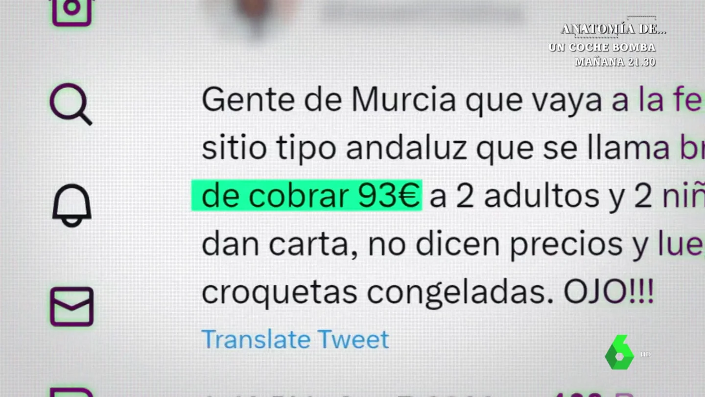 La sorpresa de una familia al tener que pagar 93 euros de cuenta en una feria de Murcia: "Pagamos 18 euros por unas croquetas congeladas" La sorpresa de una familia al tener que pagar 93 euros de cuenta en una feria de Murcia: "Pagamos 18 euros por unas croquetas congeladas"
