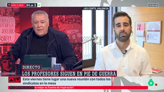 José Muñoz (PSPV) defiende a los docentes valencianos y sus peticiones "justas": "Pérez Llorca se esconde como Mazón" José Muñoz (PSPV) defiende a los docentes valencianos y sus peticiones "justas": "Pérez Llorca se esconde como Mazón"