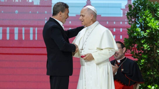 Antonio Banderas interviene ante el papa: "La Iglesia ha sido el mayor productor de arte de la humanidad".