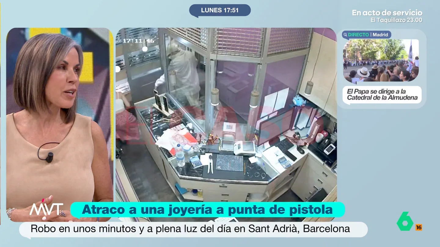 Bea de Vicente comenta el atraco a una joyería de Barcelona Bea de Vicente comenta el atraco a una joyería de Barcelona