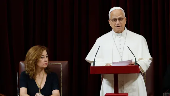 El papa León XIV pronuncia este lunes en el hemiciclo del Congreso El papa León XIV pronuncia este lunes en el hemiciclo del Congreso