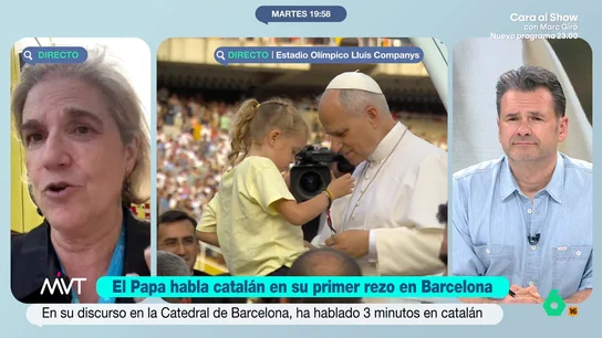 Pilar Rahola, sobre la petición de Miriam Nogueras al papa para que hable catalán: "No le veo tanto escándalo" El sumo pontífice ya está en Barcelona, pero, antes de su viaje, la portavoz de Junts en el Congreso de los Diputados le pidió que utilizara el catalán durante su visita a la Ciudad Condal.