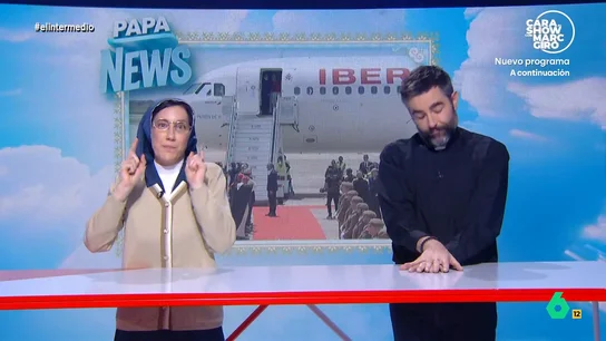 'Sor' Cristina Gallego, al ver al papa bendecir unas ambulancias La 'hermana' Cristina Gallego y el 'padre' Dani Mateo analizan la primera jornada del papa León XIV en Barcelona, con percance en el aeropuerto y su bendición a unas ambulancias como momentazos.