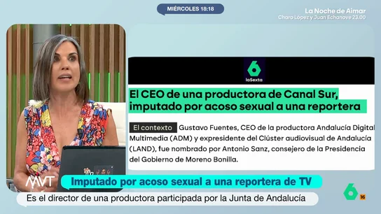 Bea de Vicente, sobre la imputación del CEO de una productora de Canal Sur por acoso sexual Bea de Vicente analiza la imputación del CEO de la principal productora de Canal Sur por acoso sexual a una reportera de televisión. Asegura que las 175 páginas de mensajes "apuntarían de forma notoria a un delito de acoso sexual, laboral e incluso un delito de agresión sexual".