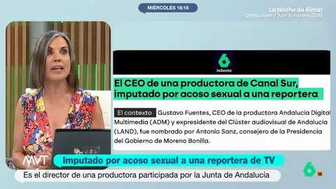 Bea de Vicente, sobre la imputación del CEO de una productora de Canal Sur por acoso sexual Bea de Vicente analiza la imputación del CEO de la principal productora de Canal Sur por acoso sexual a una reportera de televisión. Asegura que las 175 páginas de mensajes "apuntarían de forma notoria a un delito de acoso sexual, laboral e incluso un delito de agresión sexual".