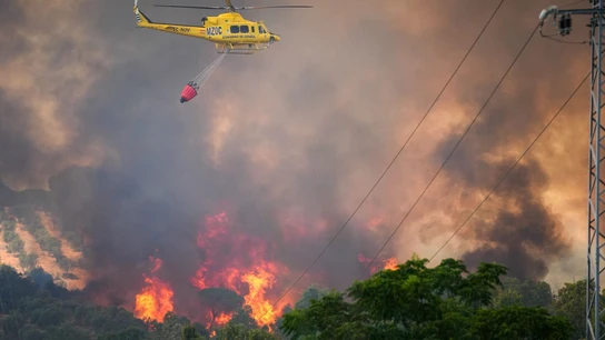 Labores de extinción en el incendio de Huelva Labores de extinción en el incendio de Huelva