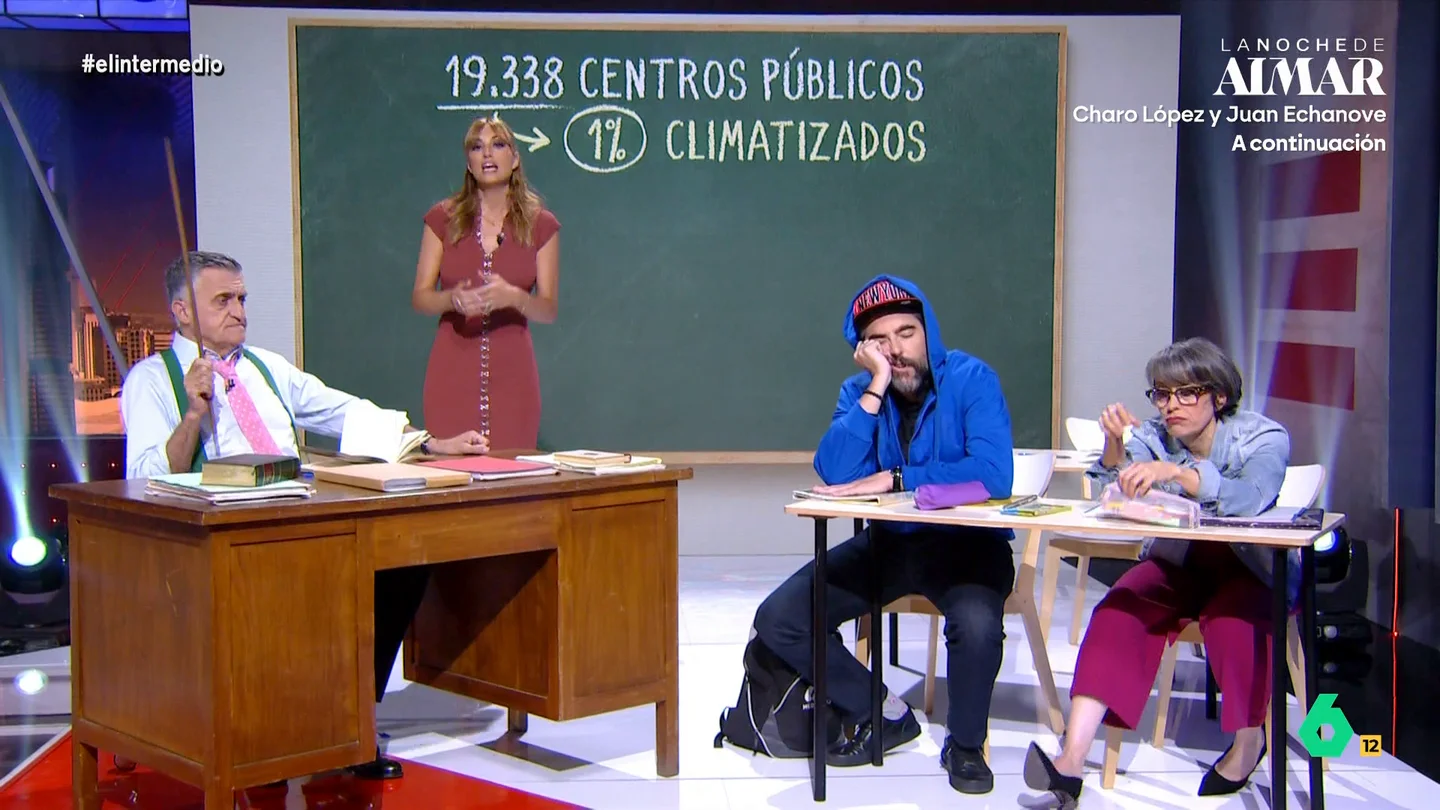 Sandra Sabatés expone que "se necesitarían 10.000 millones de euros" para climatizar los centros públicos españoles Muchos centros de todo el país están sufriendo la subida de temperaturas que, en algunos casos, supera los 35 grados. Tan solo un 1% de los centros públicos de nuestro país cuentan con aire acondicionado o climatización.
