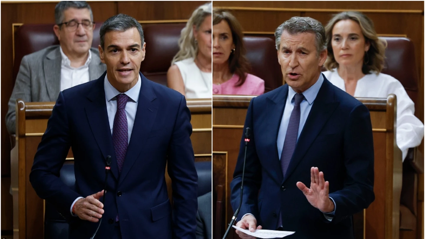 El presidente del Gobierno, Pedro Sánchez; y el líder del PP, Alberto Núñez Feijóo El presidente del Gobierno, Pedro Sánchez; y el líder del PP, Alberto Núñez Feijóo