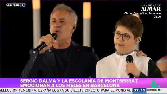 Sergio Dalma con la Escolan&iacute;a de Montserrat, Conchita, Beret y &Aacute;lvaro Soler en la vigilia del papa en Barcelona
