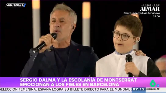 Sergio Dalma con la Escolanía de Montserrat, Conchita, Beret y Álvaro Soler en la vigilia del papa en Barcelona Sergio Dalma con la Escolanía de Montserrat, Conchita, Beret y Álvaro Soler en la vigilia del papa en Barcelona