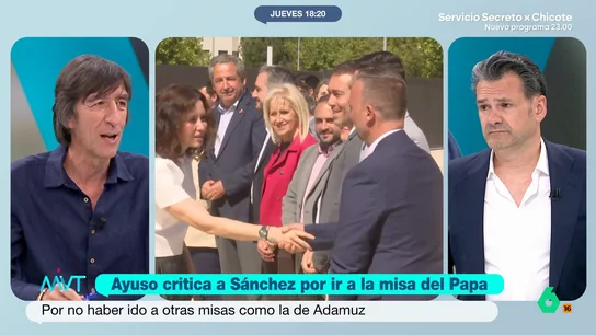 Benjamín Prado, sobre Isabel Díaz Ayuso: "No distingue entre su novio y los ciudadanos anónimos" La presidenta de la Comunidad de Madrid ha criticado que parte del Gobierno haya acudido a la misa celebrada en la Sagrada Familia en presencia del papa León XIV.